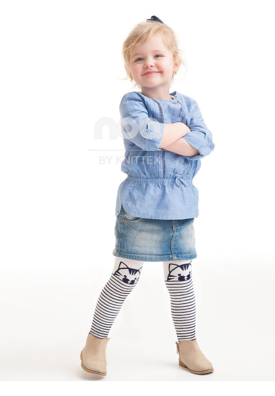 Collants NOQ Cat pour enfants avec chat sur le genou