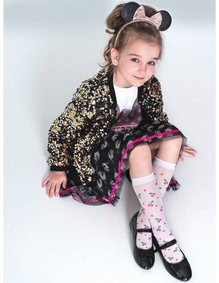 Chaussettes hautes pour filles cerises Cerise