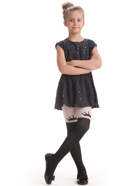 Collants enfant CROWN 40 deniers couronne sur le genou
