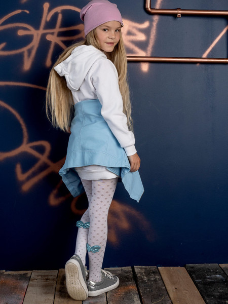 Collants enfant Elodie à pois avec nœud