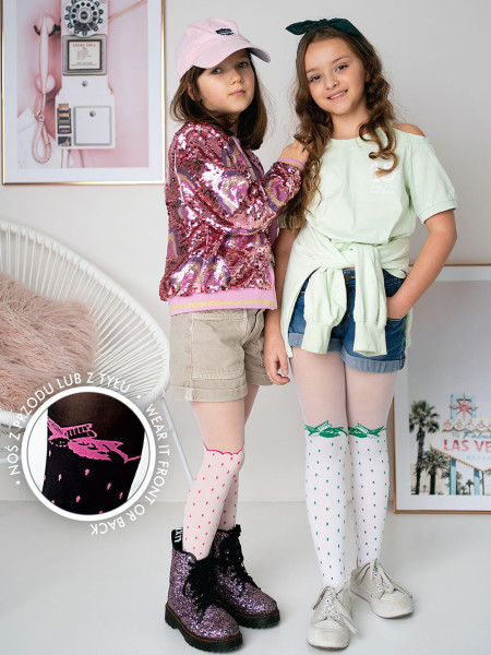 Collants imitant des chaussettes hautes pour enfants à pois