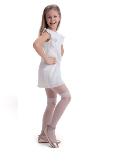 Collants blancs à pois motif Galla communion