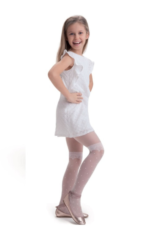 Collants blancs à pois motif Galla communion