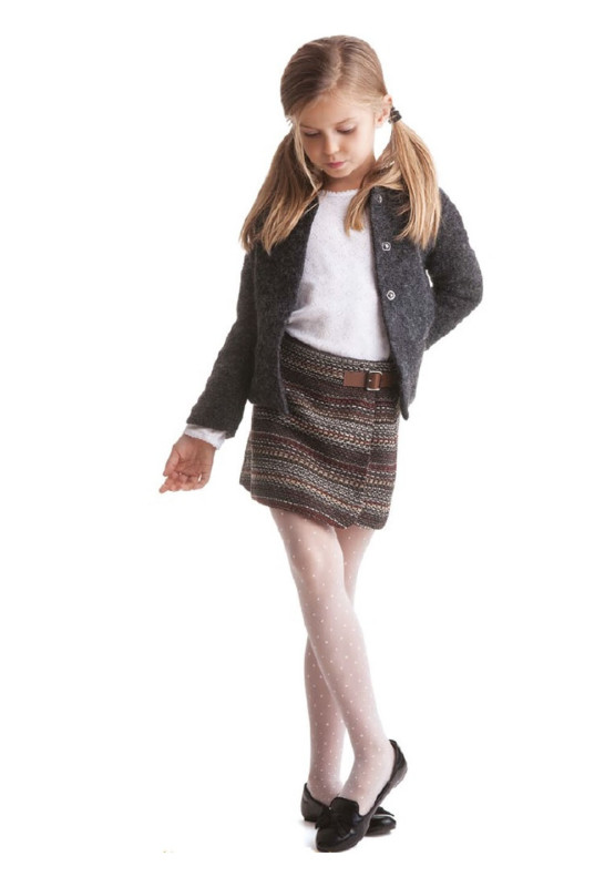 Collants blancs à pois pour filles