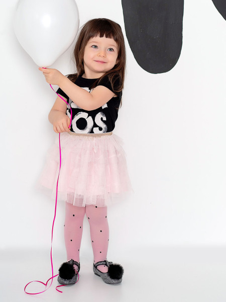 Collants à pois pour enfants 40 deniers avec nœud