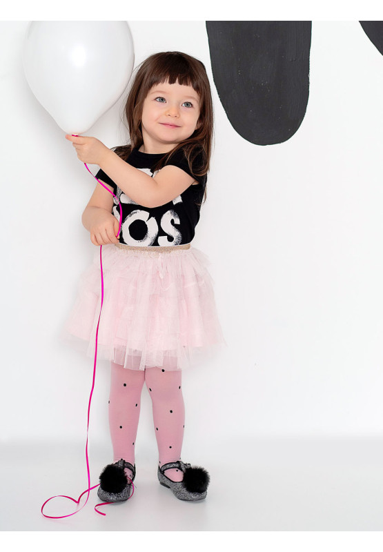 Collants à pois pour enfants 40 deniers avec nœud