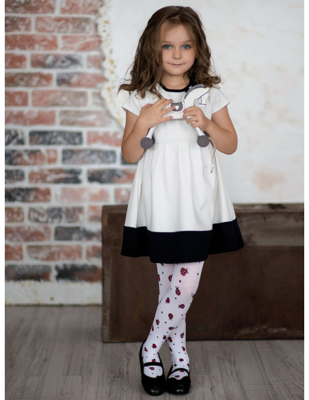 Collants blancs pour filles avec coccinelles 40 den