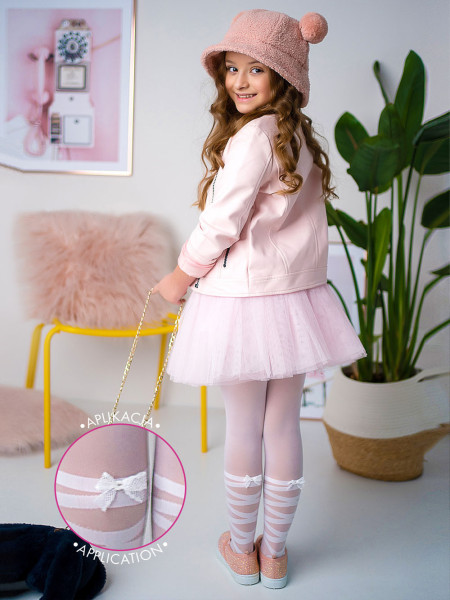 Collants microfibres pour filles avec nœuds