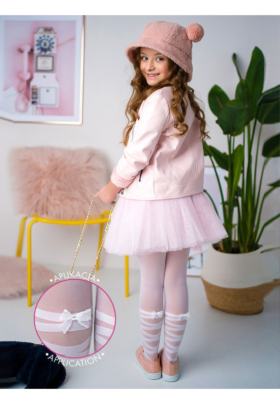 Collants microfibres pour filles avec nœuds
