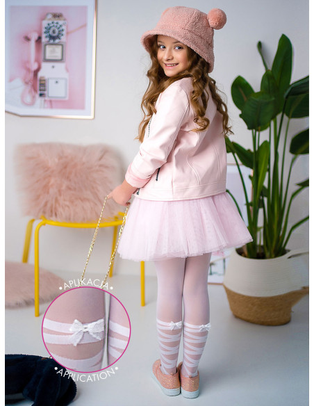 Collants microfibres pour filles avec nœuds