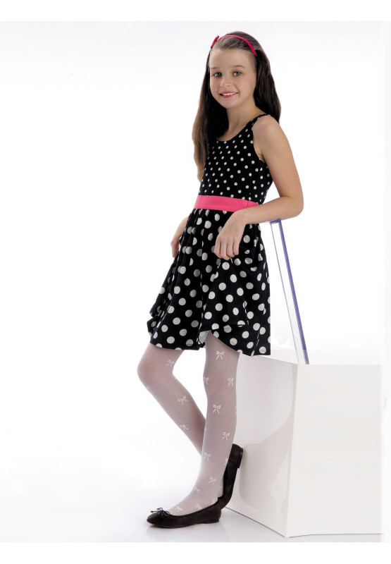 Collants blancs pour filles avec nœuds