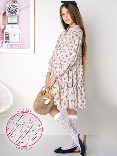 Chaussettes hautes pour fille à motif ajouré