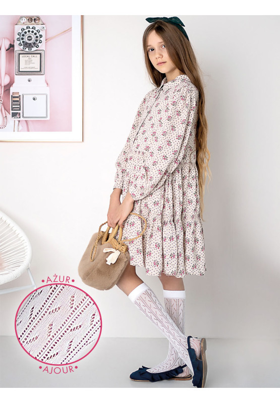 Chaussettes hautes pour fille à motif ajouré