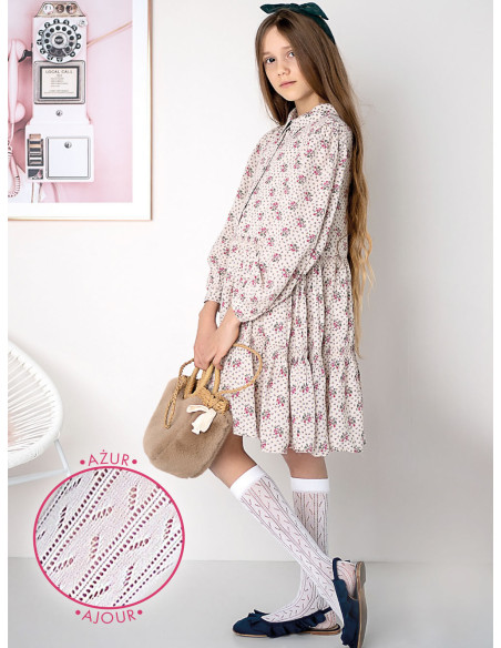 Chaussettes hautes pour fille à motif ajouré