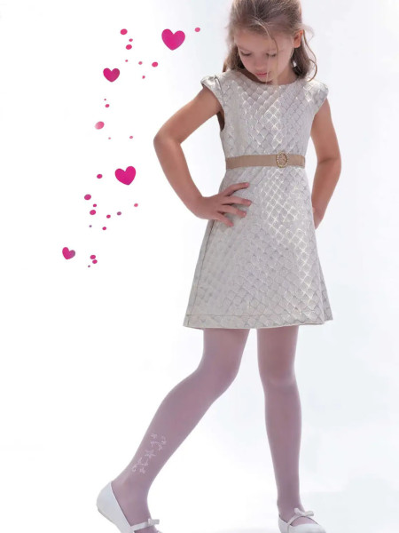 Collants pour filles, blancs, fins, à motifs