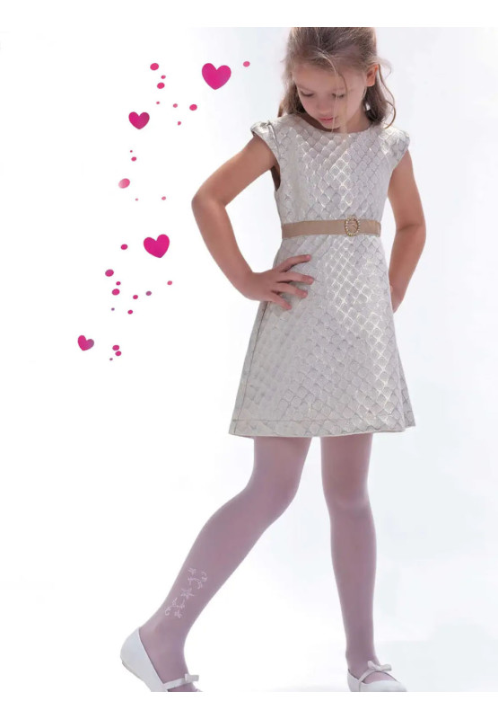Collants pour filles, blancs, fins, à motifs