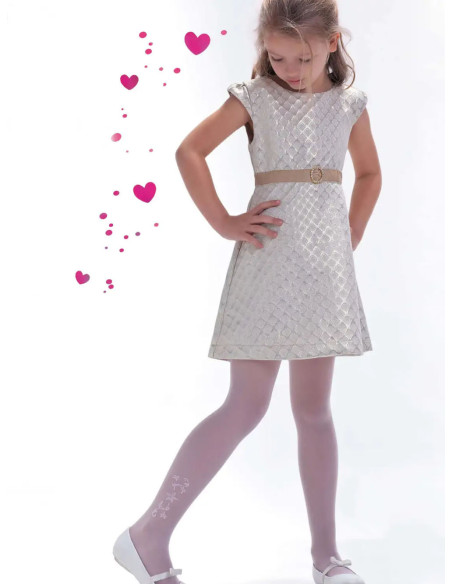 Collants pour filles, blancs, fins, à motifs