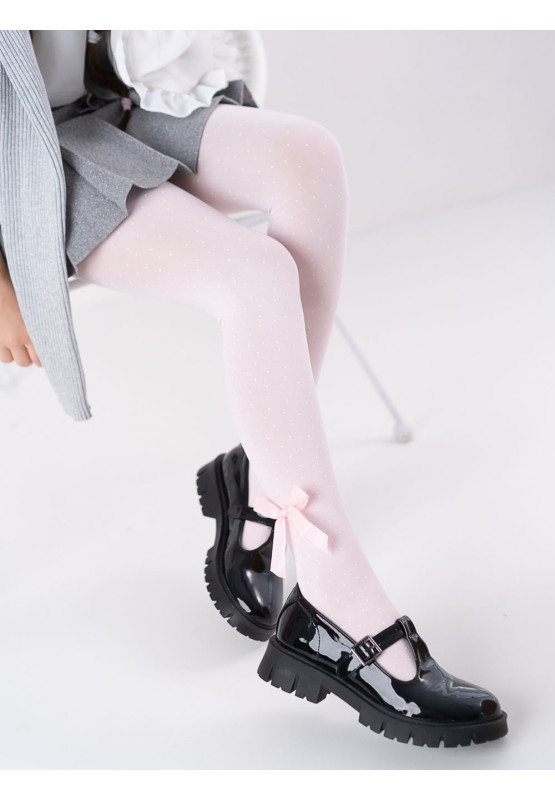 Collants à pois avec un nœud 3D pour fille