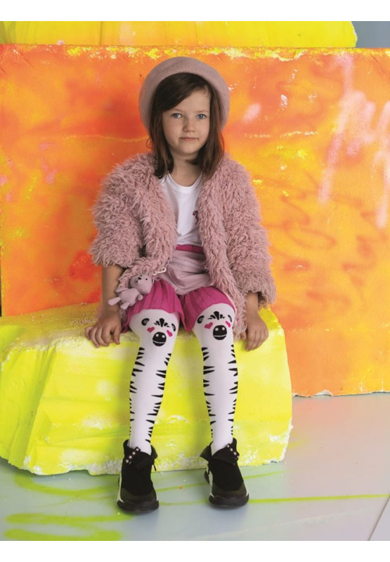 Collants blancs pour filles à motif zèbre Zappa 40 den