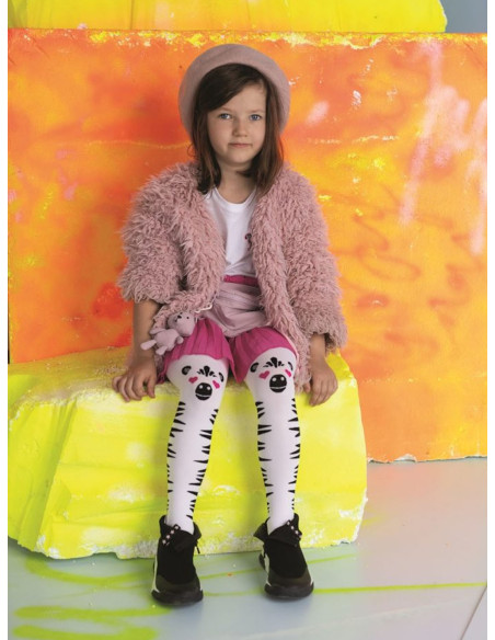 Collants blancs pour filles à motif zèbre Zappa 40 den