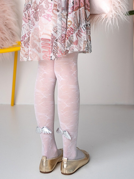 Collants blancs à motifs pour enfants avec ailes