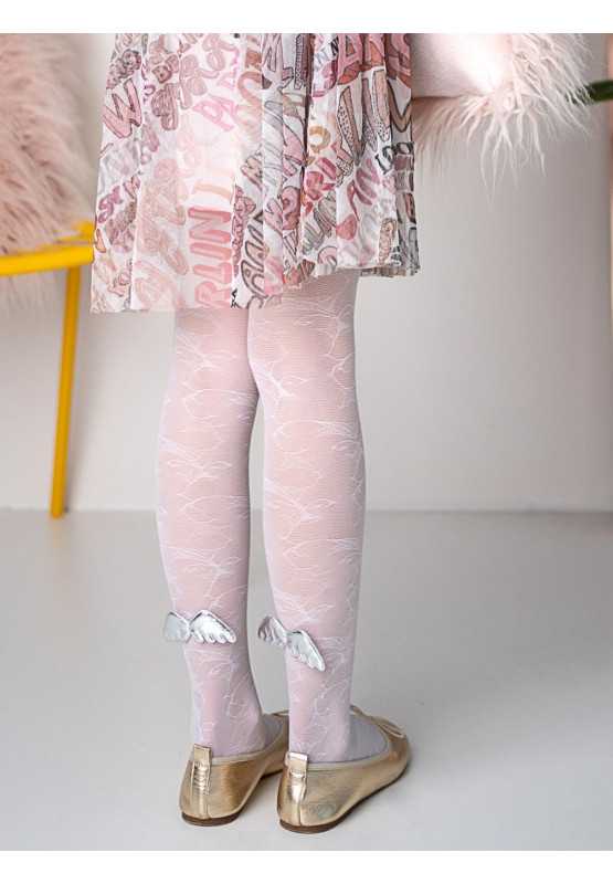 Collants blancs à motifs pour enfants avec ailes