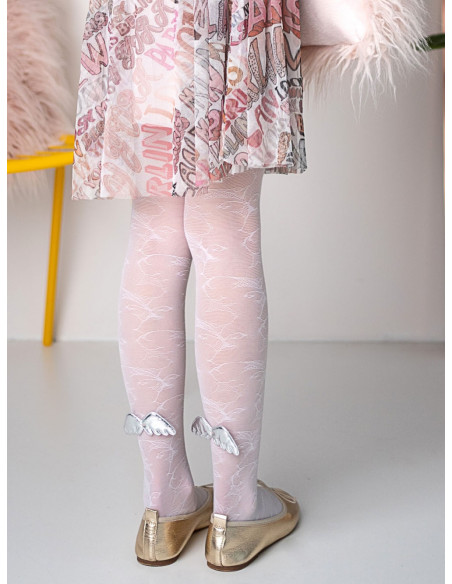Collants blancs à motifs pour enfants avec ailes
