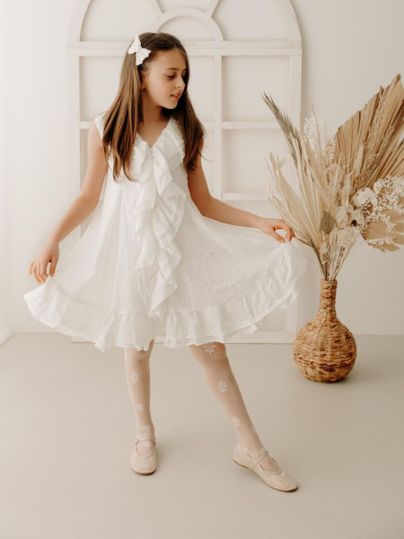 Collants de communion pour filles avec fleurs