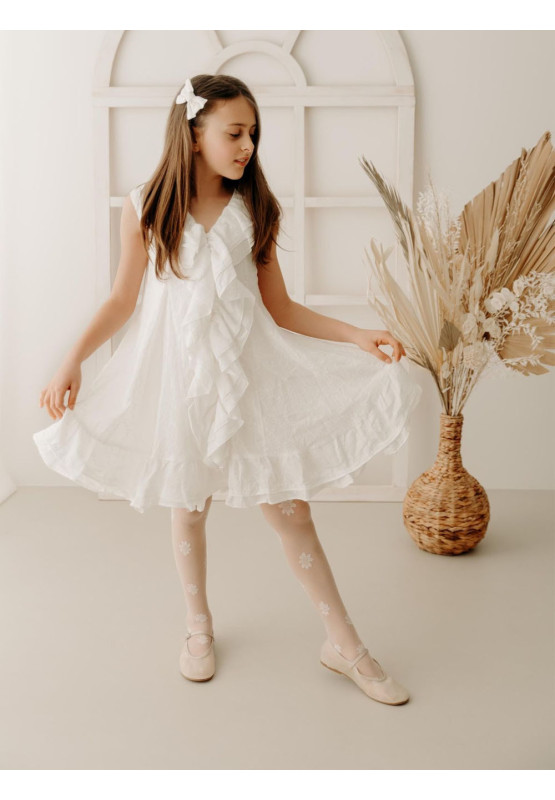 Collants de communion pour filles avec fleurs