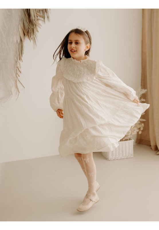Collants de communion pour enfants avec nœuds blancs