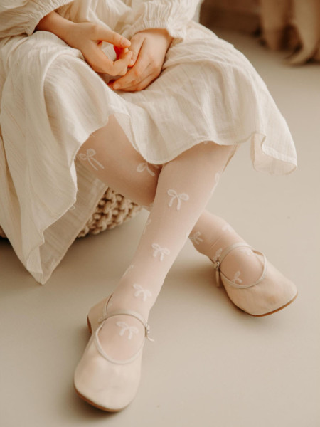 Collants de communion pour enfants avec nœuds blancs 2