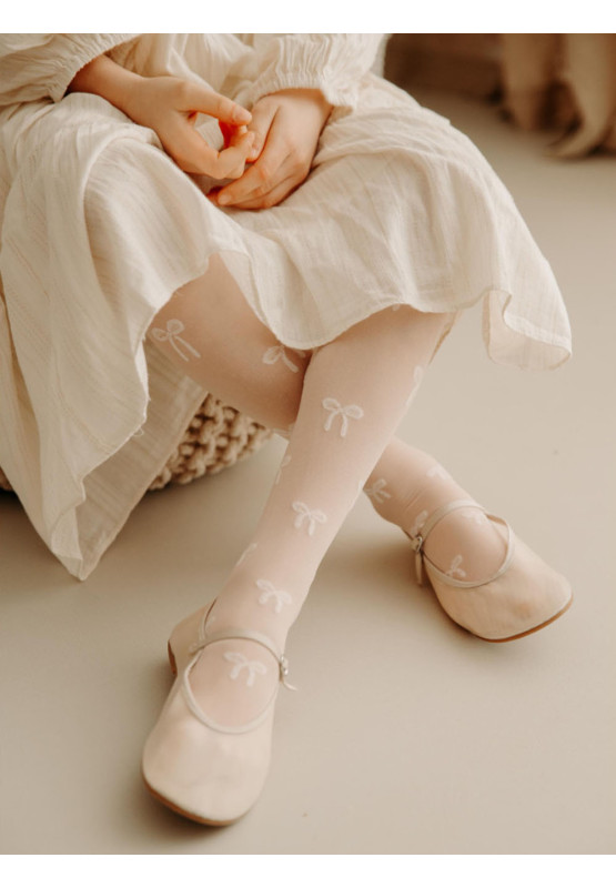 Collants de communion pour enfants avec nœuds blancs