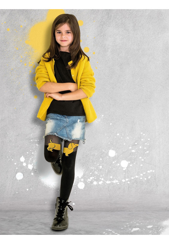 Collants enfant avec un teckel style SABA pour les plus petits