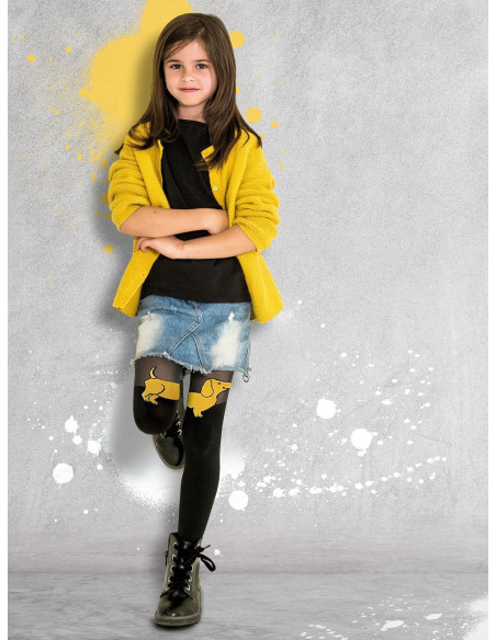 Collants enfant avec un teckel style SABA pour les plus petits