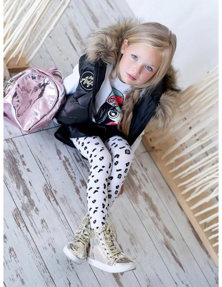 Collants enfant NOQ Sierra à pois léopard
